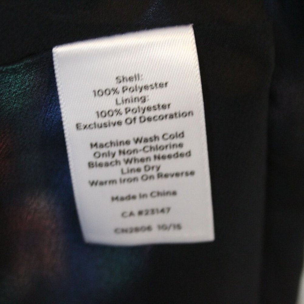 Talbots Floral V-Neck Chiffon Pleated Dress Ribbon Navy Women's Size 8 H12694 - Picture 9 of 11